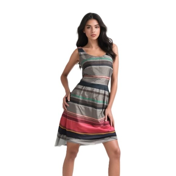Banana Republic Dresses & Skirts - Banana Republic 100% Silk Striped Sheath Knee Length Dress Petite 4P